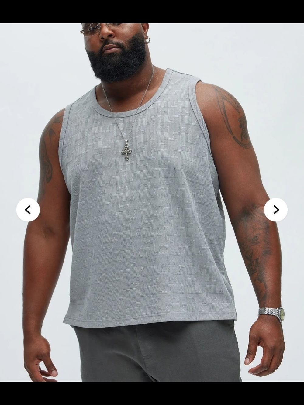 Fashion Nova Men’s Light Grey Textured Tank Top